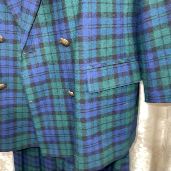 Pendleton Plaid Double-Breasted Blazer and Skirt Set - Picture 3 of 13